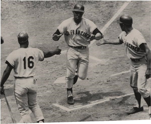 The John O'connor Signed Baseball Collection - 1966 Historic Mays Ties Williams HR Wirephoto