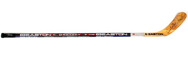 Hockey Equipment - 1997 Wayne Gretzky Game Used & Signed Easton Hockey Stick