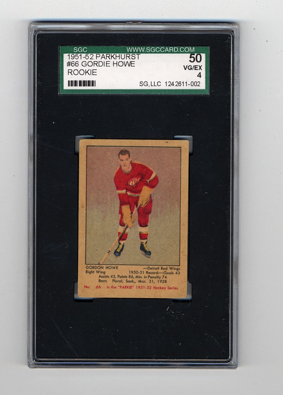 - 1951-52 Parkhurst Hockey #66 Gordie Howe Rookie SGC 50 VGEX 4