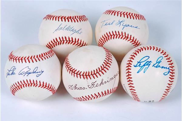 Baseball Autographs - Nice Collection of Single Signed Baseballs (5) - Appling, Lyons, Gomez, Gehringer & Maglie