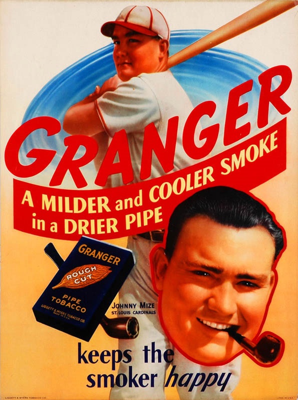 Ernie Davis - Johnny Mize Granger Tobacco Cardboard Advertising Display