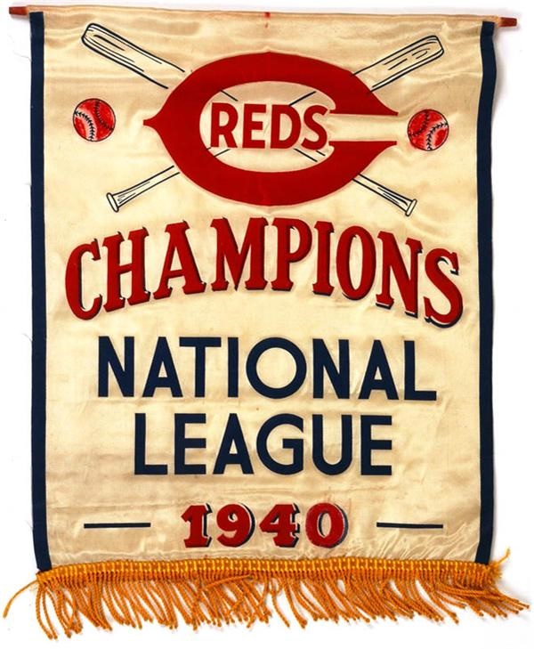 Ernie Davis - 1940 Cincinnati Reds National League Champions Silk Banner