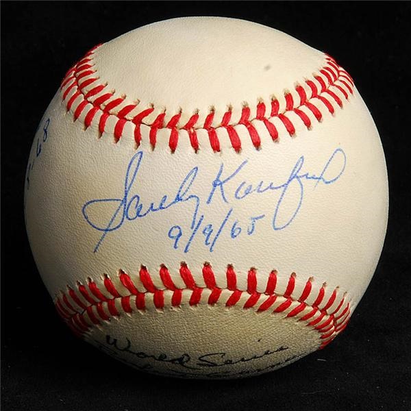 Baseball Autographs - Perfect Game Winners Signed Baseball with Sandy Koufax