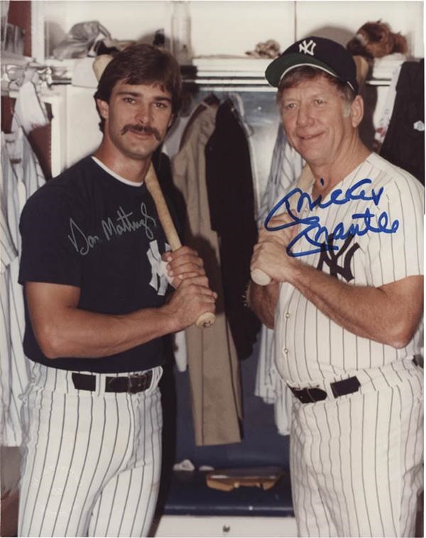 Baseball Autographs - Don Mattingly and Mickey Mantle Signed 8 x 10 Photo