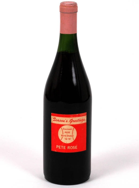 Ernie Davis - Pete Rose Season's Greetings Cincinnati Reds World Champions Unopened Bottle of Wine