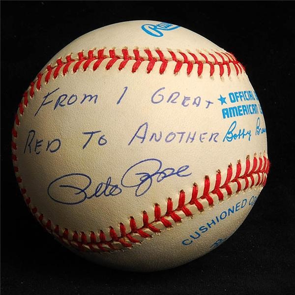 - Mikhail Gorbachev and Pete Rose Signed "From 1 Great Red To Another" Baseball