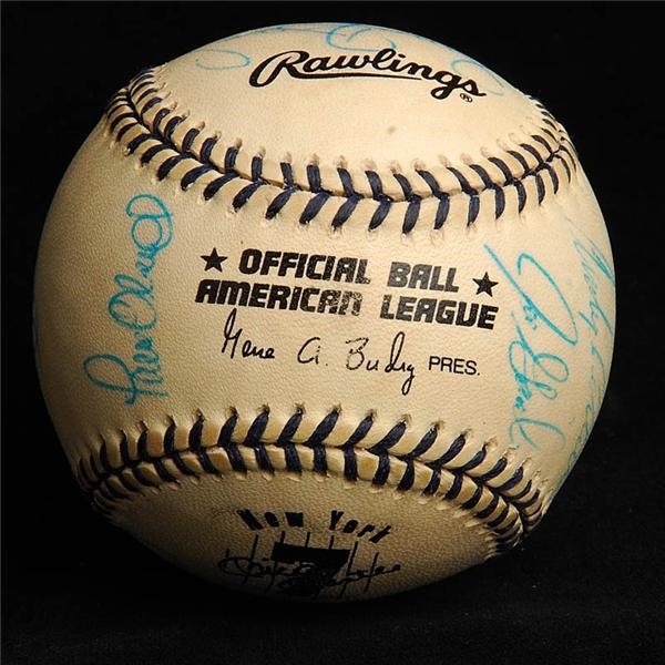 Baseball Autographs - Mickey Mantle Day Game Used Baseball Signed by Starting 10 Players
