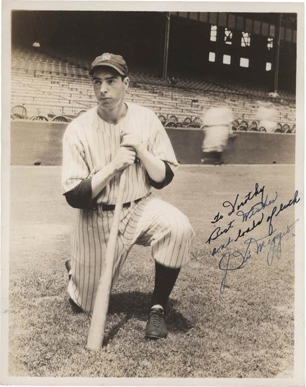 Baseball Autographs - Joe DiMaggio Vintage Signed Photo To Dorothy (Wife?) From DiMaggio Estate Auction