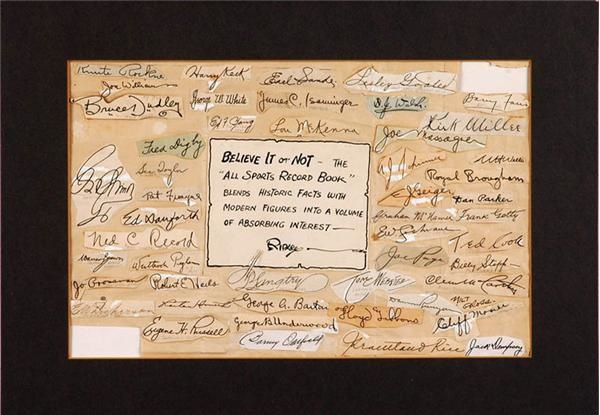 Ernie Davis - Robert Ripley Signed Original Sportswriter Artwork w/ Knute Rockne