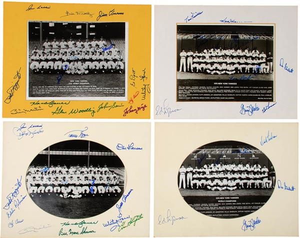 - 1952-1978 NY Yankees Team Signed Display Pieces (4)
