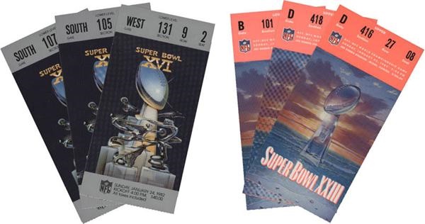 - 1982 & 1989 Super Bowl Ticket Stubs (6)