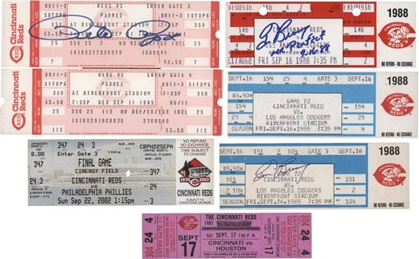 Ernie Davis - Significant Event Cincinnati Reds Baseball Full Tickets (7)