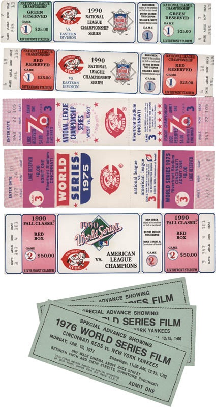 Ernie Davis - 1975-1990 Cincinnati Reds World Series / NLCS Full Tickets (6)