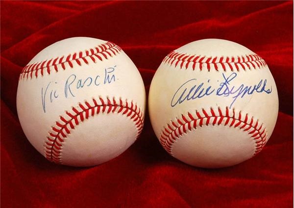 Baseball Autographs - Vic Rashi and Allie Reynolds Single Signed Baseballs (2)