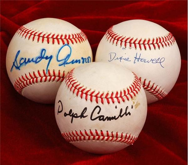 Baseball Autographs - Brooklyn Dodgers Greats Single Signed Baseballs (3)
