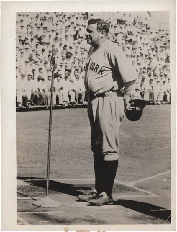 - 1933 Babe Ruth in Hololulu HI Baseball Wire Photo