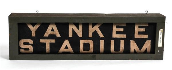 Stadium Artifacts - 1950s Yankee Stadium Trolly Car Sign