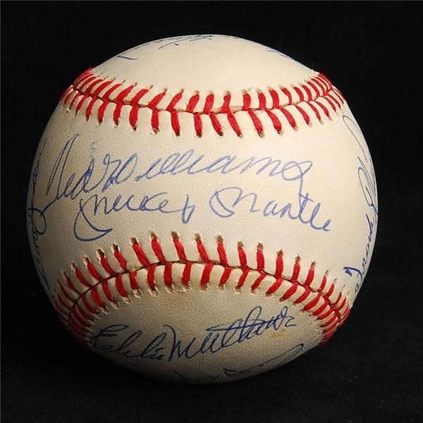 Baseball Autographs - 500 Homerun Club Signed Baseball w/ Mickey Mantle &amp; Ted Williams