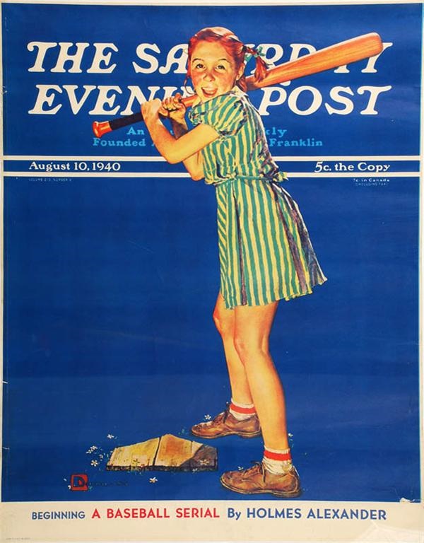 - 1940 Saturday Evening Post Baseball Cover Ad Poster