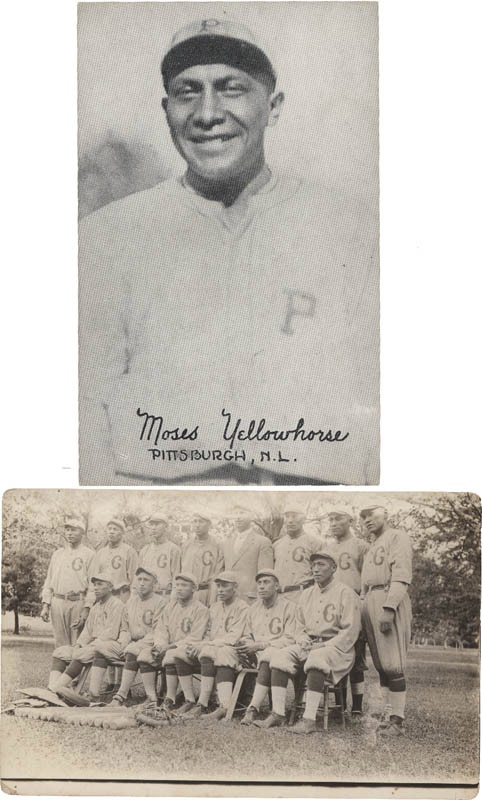 - Native American Baseball Team Photo Postcard & Moses Yellowhorse Exhibit Card