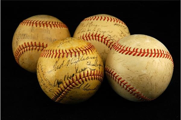 Baseball Autographs - Vintage Multi-Signed Baseball Lot (4)