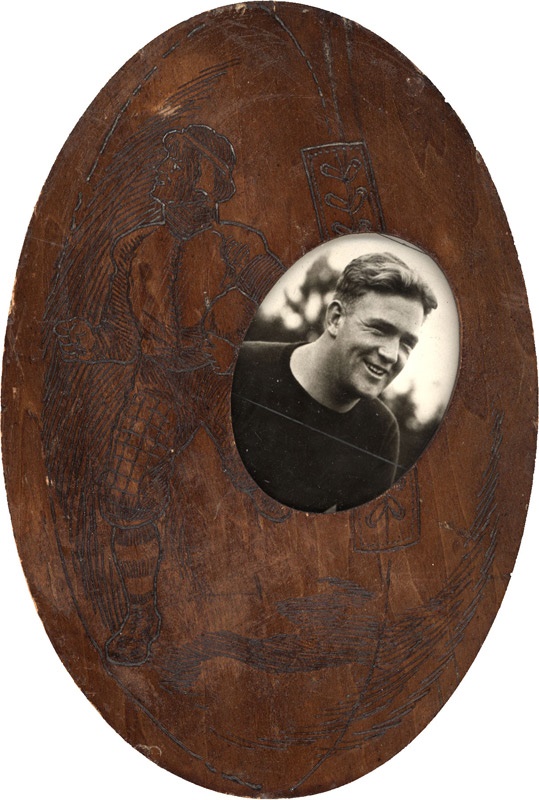 - Victorian Football Woodburned Frame w/Ernie Nevers Photo