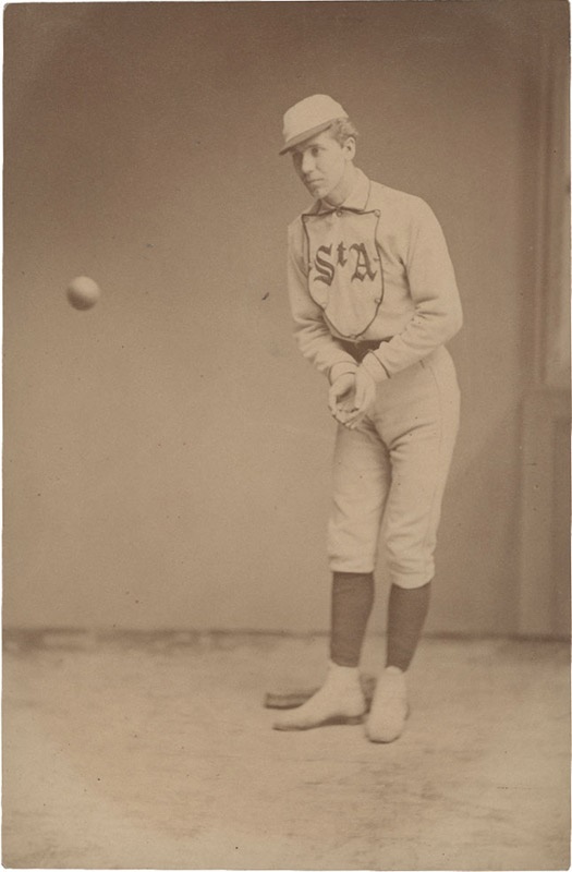 - c. 1875 Baseball on a String Cabinet Photograph