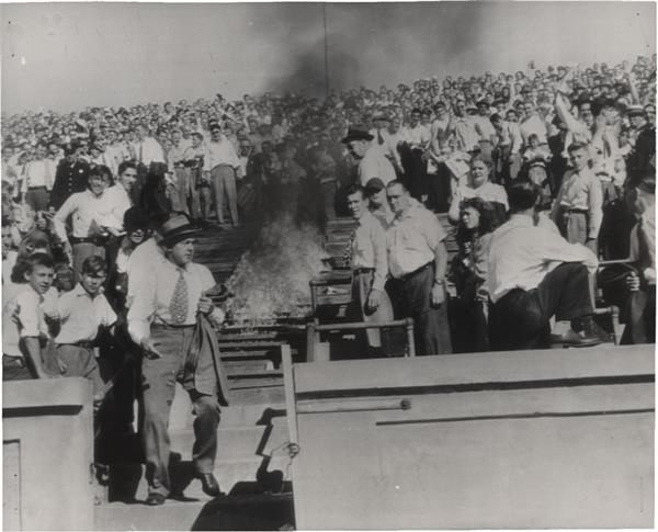 - Baltimore Orioles Minor League Baseball Stadium on Fire (1946)