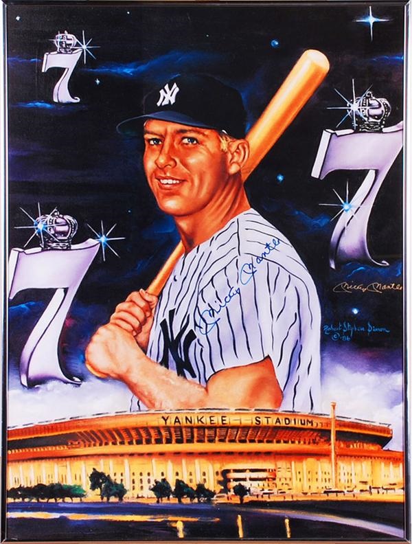 - Mickey Mantle Signed Print by Robert Simon