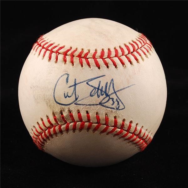 - 1993 NLCS Game 1 Used Baseball Signed by Curt Shilling