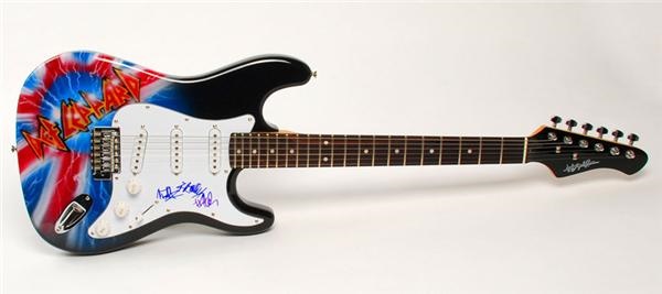 Rock And Pop Culture - Def Leppard Band Signed Electric Guitar With Custom Airbrush Design