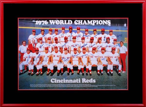 Joseph Scudese Collection - 1976 Cincinnati Reds Team Signed World Series Baseball Poster