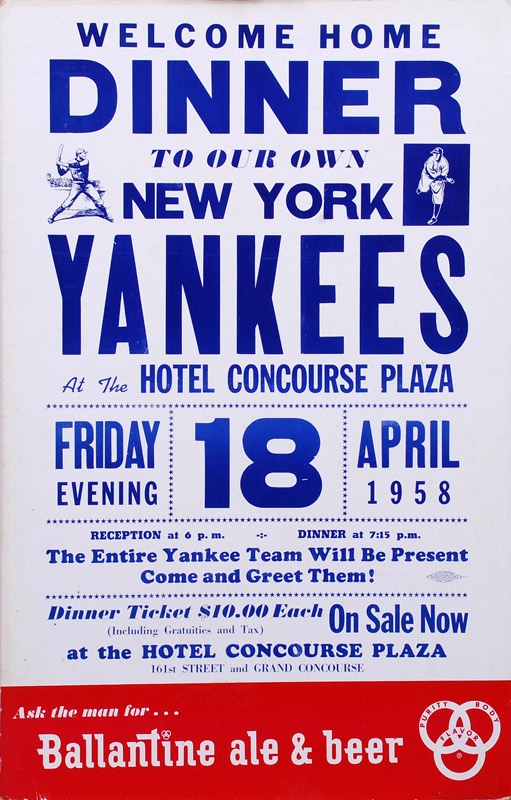 - 1958 Ballantine Beer Yankees Broadside & Chesterfield Poster with Joe Dimaggio