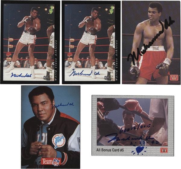 - Muhammad Ali Signed Card Collection of (5)