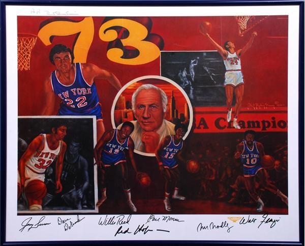 - 1973 New York Knicks Team Signed Artist Proof Lithograph