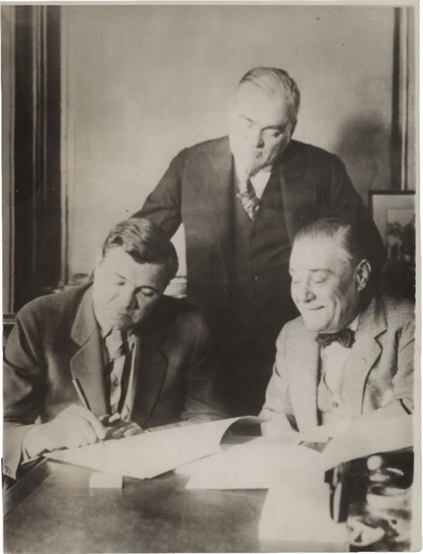 - Babe Ruth Signs 1927 Yankees Contract Wire Photo
