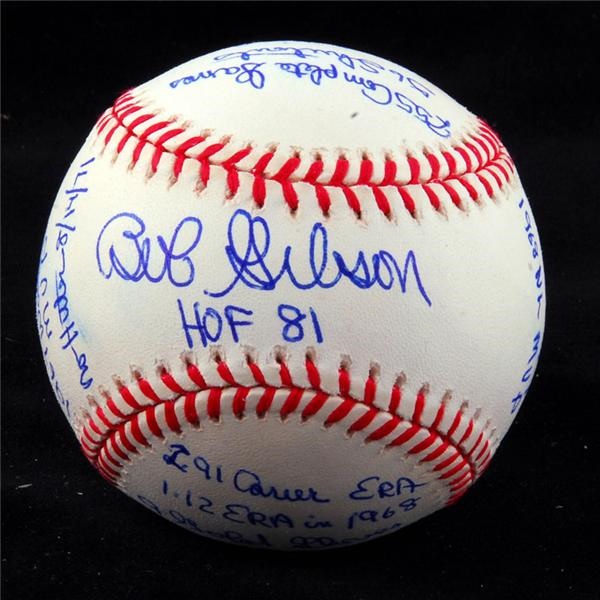 St. Louis Cardinals - Bob Gibson Signed Statistics Baseball