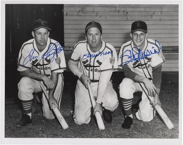 1942 World Champion St. Louis Cardinals Outfield Signed Photo