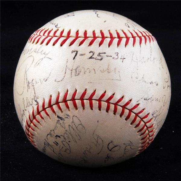 St. Louis Cardinals - 1934 St. Louis Browns Team Signed Baseball with Rogers Hornsby