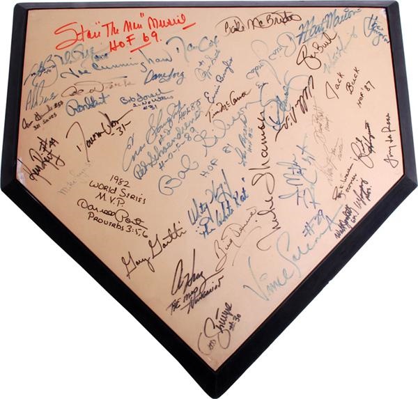 The Ozzie Smith Collection - St. Louis Cardinals Greats Signed Home Plate From The Ozzie Smith Collection