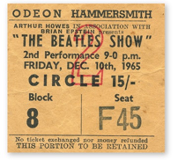 The Beatles - December 10, 1965 Ticket