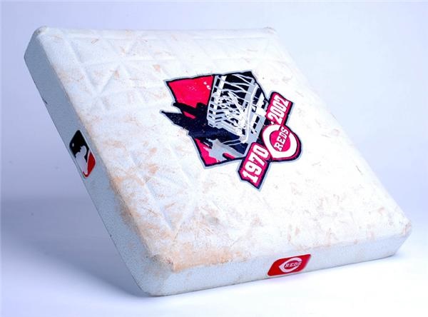 2002 Last Game at Cynergy Field Cincinnati Game Used Base MLB