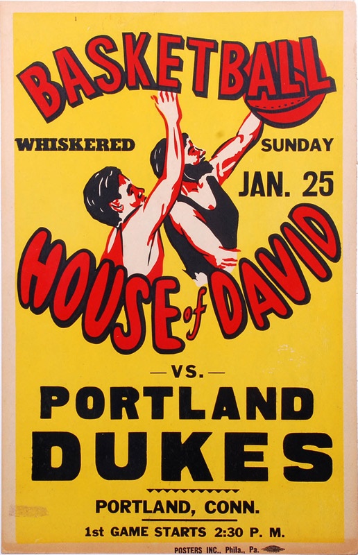 - Colorful 1930s House of David Basketball Broadside