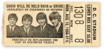 The Beatles - August 15, 1966 Ticket