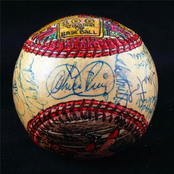 - 1969 Cincinnati Reds Signed George Sosnak Painted Art Baseball
