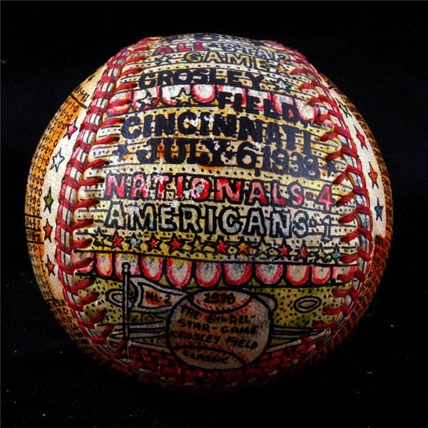 1938 All-Star Game Folk Art Baseball by George Sosnak