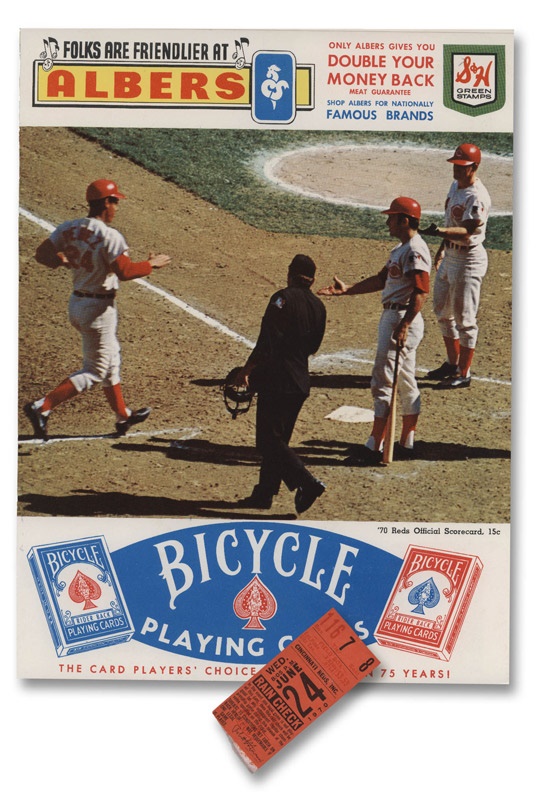 Joseph Scudese Collection - Last Game at Crosley Field Program and Ticket Stub (1970)