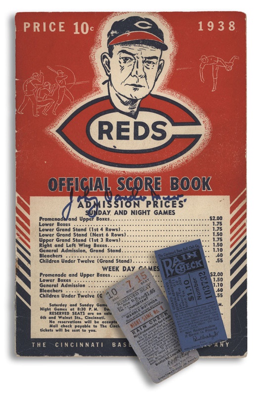 Joseph Scudese Collection - Johnny Vandermeer 1st No-Hitter Program / Ticket Stub and 2nd No-Hitter Ticket Stub