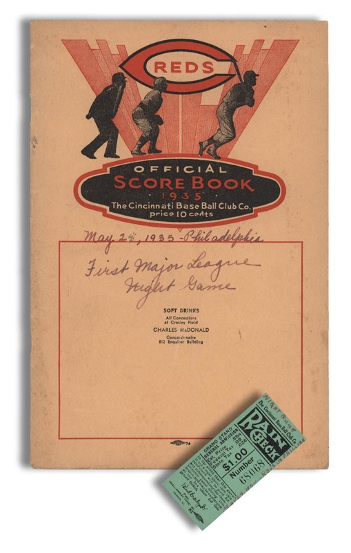 Joseph Scudese Collection - 1935 First Night Game Program and Ticket Stub