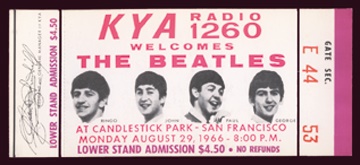 The Beatles Last Concert Unused Ticket, 1966